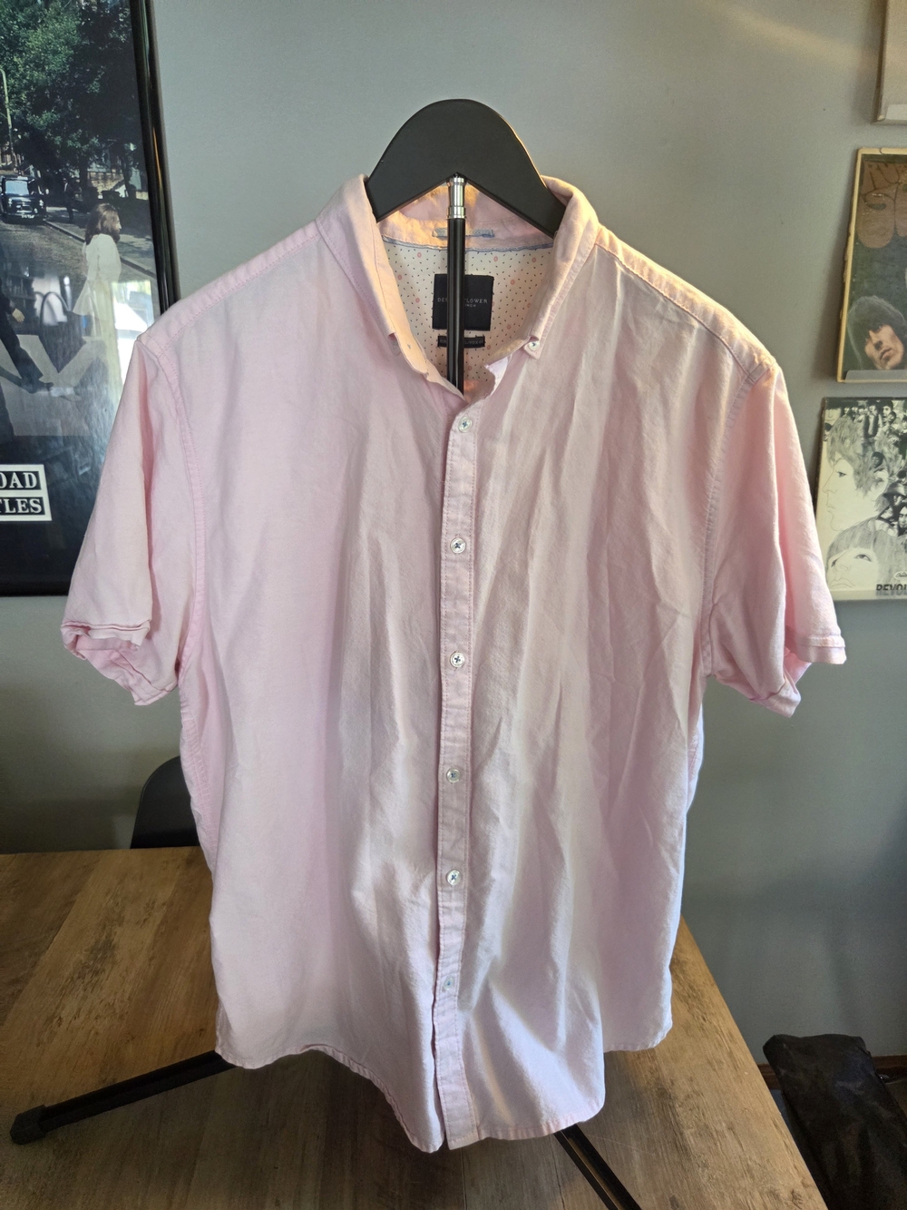 Denim & Flower Light Pink Short-Sleeve Button-Down Shirt